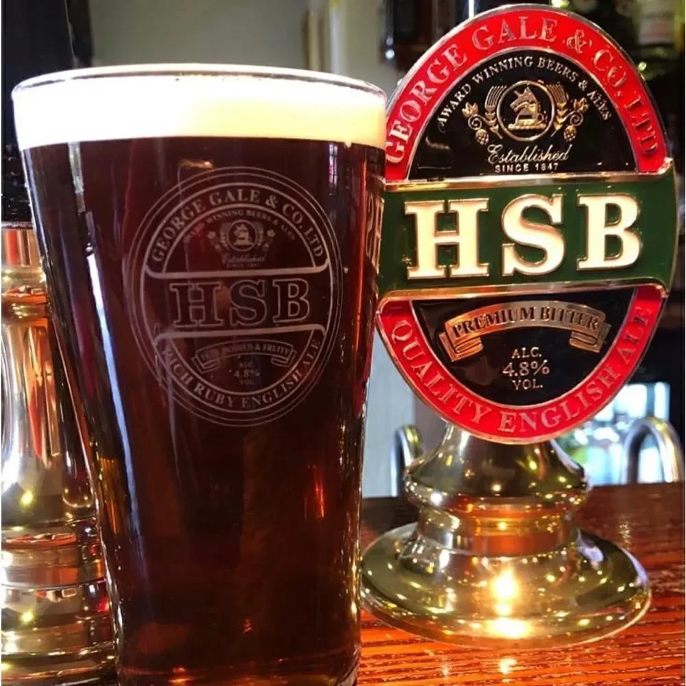 HSB Bitter Beer Glass Clear Pint 16 Oz 3 In Round 6 1/4 Tall  Brewers Ales Bar